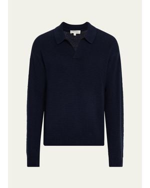 FRAME Knit Wool And Cashmere Johnny Collar Sweater - Blue