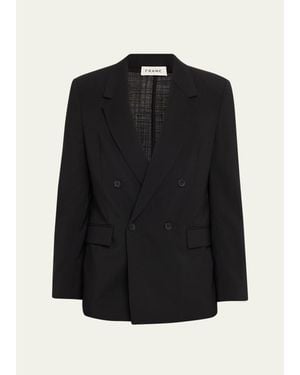 FRAME Tropical Wool Double-Breasted Blazer - Black