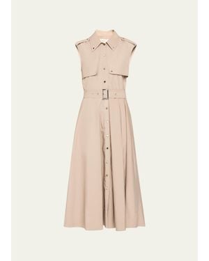 Toccin Gail Sleeveless Belted Midi Trench Dress - Natural