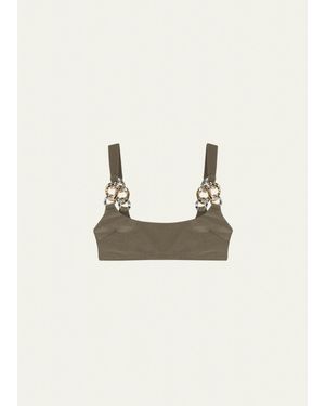 Jonathan Simkhai Wild Chain Scoop-Neck Bikini Top - Natural