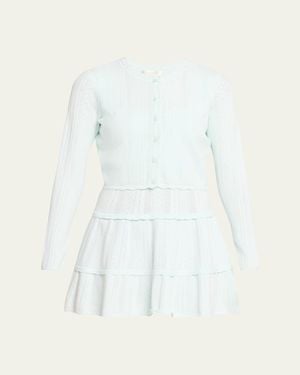 LoveShackFancy Nadiya Pointelle-Knit Cardigan - White