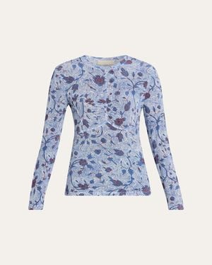 Ulla Johnson Neri Printed Long-Sleeve Top - Blue