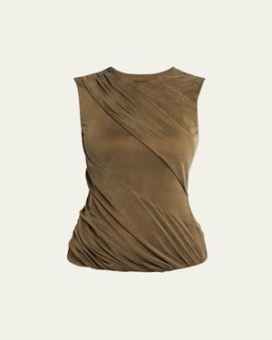 Giorgio Armani Ruched Jersey Cupro Tank Top - Green