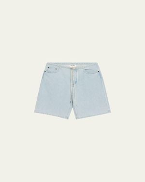 Still Here Cool Drawstring Denim Shorts - Blue