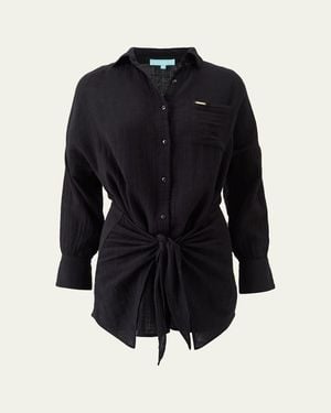 Melissa Odabash Sara Gauze Wrap Mini Shirtdress - Blue