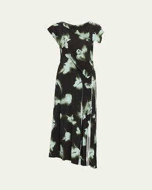 Jason Wu Blurred Floral Asymmetric Paneled Midi Dress - Multicolor