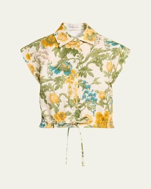 Cara Cara Octavia Floral Linen Top - Metallic
