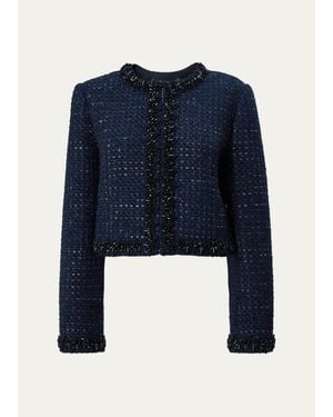 Carolina Herrera Embellished Tweed Jacket - Blue