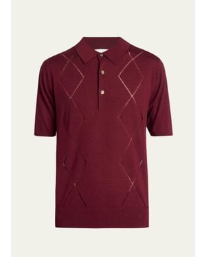 Dries Van Noten Cotton Argyle Wool Polo - Red