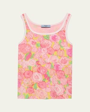 Prada Costina Floral-Print Tank Top - Pink