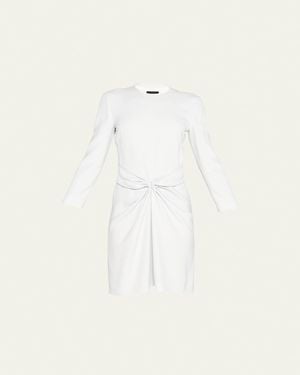 Giorgio Armani Ruched Long-Sleeve A-Line Dress - Natural
