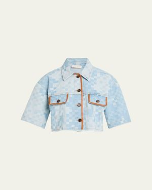 Ramy Brook Melanie Checekered Denim Jacket - Blue