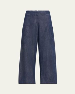 Zero + Maria Cornejo Curved Eda Denim Wide Leg Culottes - Blue