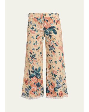 Kobi Halperin Anne Cropped Floral-Print Pants - White