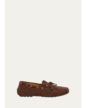 Ralph Lauren Harold Tassel Suede Driving Shoes - White