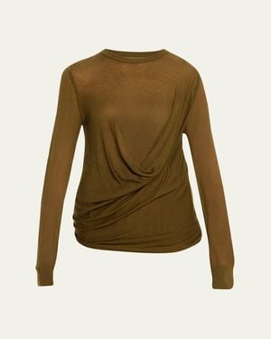Michael Kors Draped Wool-Cashmere Top - Green