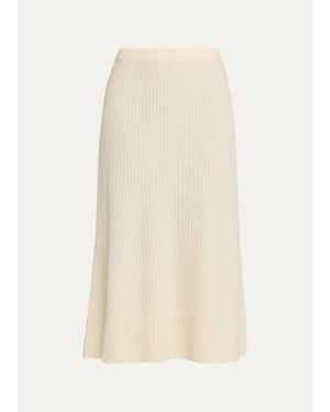 Theory Felted Wool Rib-Knit Midi Skirt - White