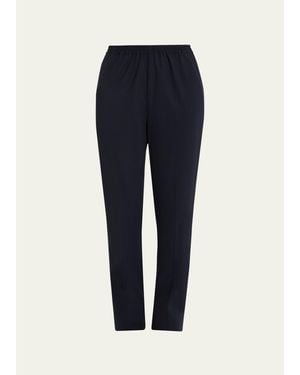 Eskandar Narrow Elastic Waist Wool Pants - Blue