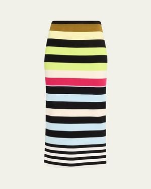 Christopher John Rogers Striped Knit Body-Con Midi Skirt - White