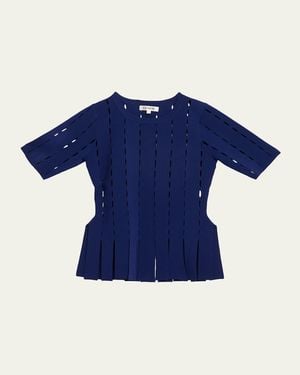 Zankov Murphy Laser-Cut Peplum Top - Blue