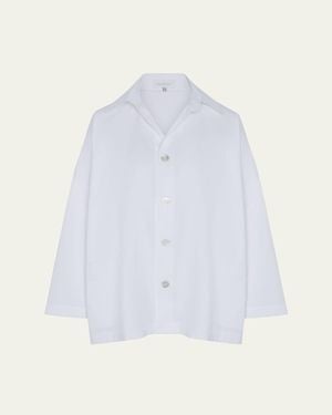 Eskandar Wide Button-Down Shirt - White