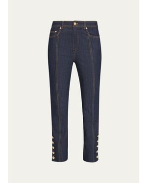 Cinq À Sept Maggie Button-Embellished Bootcut Jeans - Blue