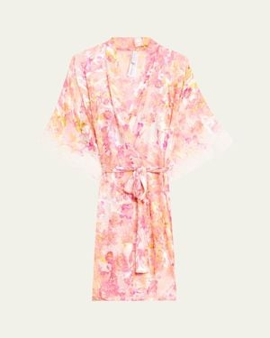 Lise Charmel Folie D'Ete Floral-Print Devore Satin Robe - Pink