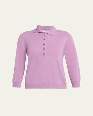 Vince Cashmere & Silk Polo Sweater - Pink