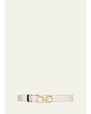 Ferragamo Reversible Leather Gancini Belt - Natural