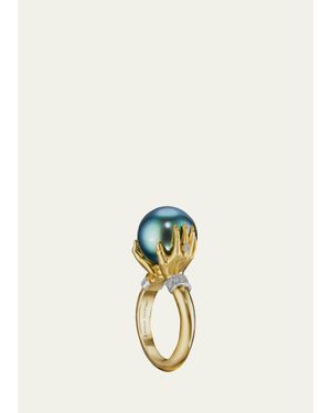 Anthony Lent Tahitian Pearl Adorned Hands Ring - Metallic