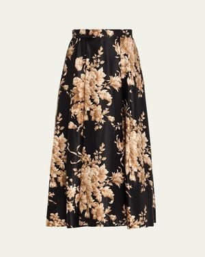Dolce & Gabbana Rose Douchesse Cretonne Midi Skirt - Black