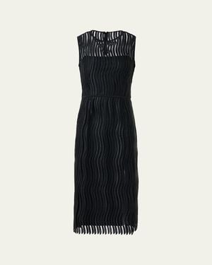 Akris Techno Wave Guipure Sheath Midi Dress - Black