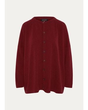 Eskandar Slim Sleeve Cardigan - Red