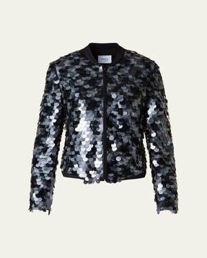 Akris Punto Dot Sequined Bomber Jacket - Black