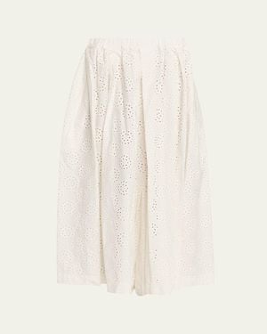 Comme des Garçons Eyelet-Embroidered Cotton Midi Skirt - Natural