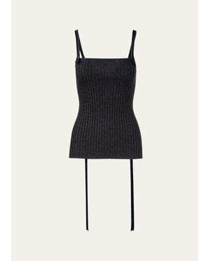 AISLING CAMPS Convertible Ribbed Knit Tank Top - Blue