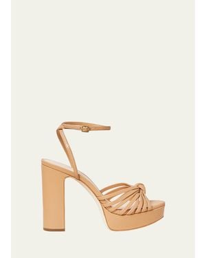 Loeffler Randall Rivka Metallic Knot Platform Sandals - Natural