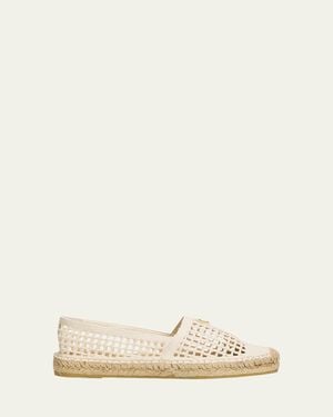 Prada Triangle Logo Crochet Espadrilles - Natural