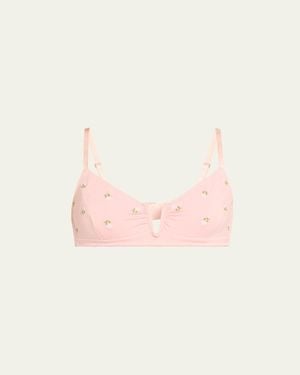 Videris Lingerie Angela Floral-Embroidered Soft Cup Bra - Pink