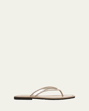Veronica Beard Clea Suede-Trimmed Jelly Thong Sandals - Natural