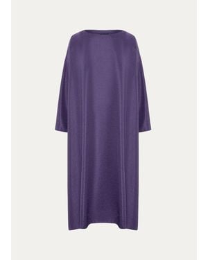 Eskandar Wide A-Line Scoop Neck Dress - Purple