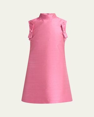 Valentino Garavani Bow Shantung Silk Mini Dress - Pink