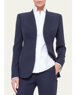Akris Shawl-Collar Wool Jacket - Blue
