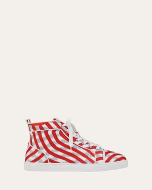Christian Louboutin Louis Orlato Toile High-Top Sneakers - Pink