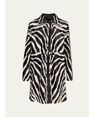 Akris Laron Zebra Print Pony Hair Single-Breasted Coat - Black
