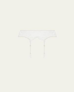 Lise Charmel Sublime Organza Embroidered Lace Suspender Belt - Natural