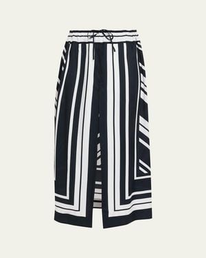Brandon Maxwell Jameson A-Line Viscose Skirt - Blue