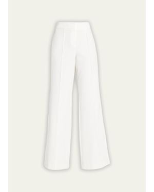 MILLY Nash High-Rise Wide-Leg Cady Pants - Natural
