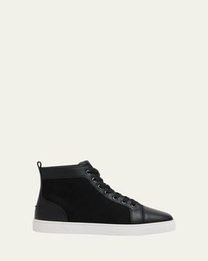 Christian Louboutin Louis Textile And Leather-Sole High-Top Sneakers - Black