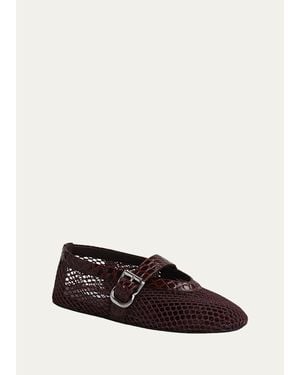 Alaïa Mesh Mary Jane Ballerina Flats - White